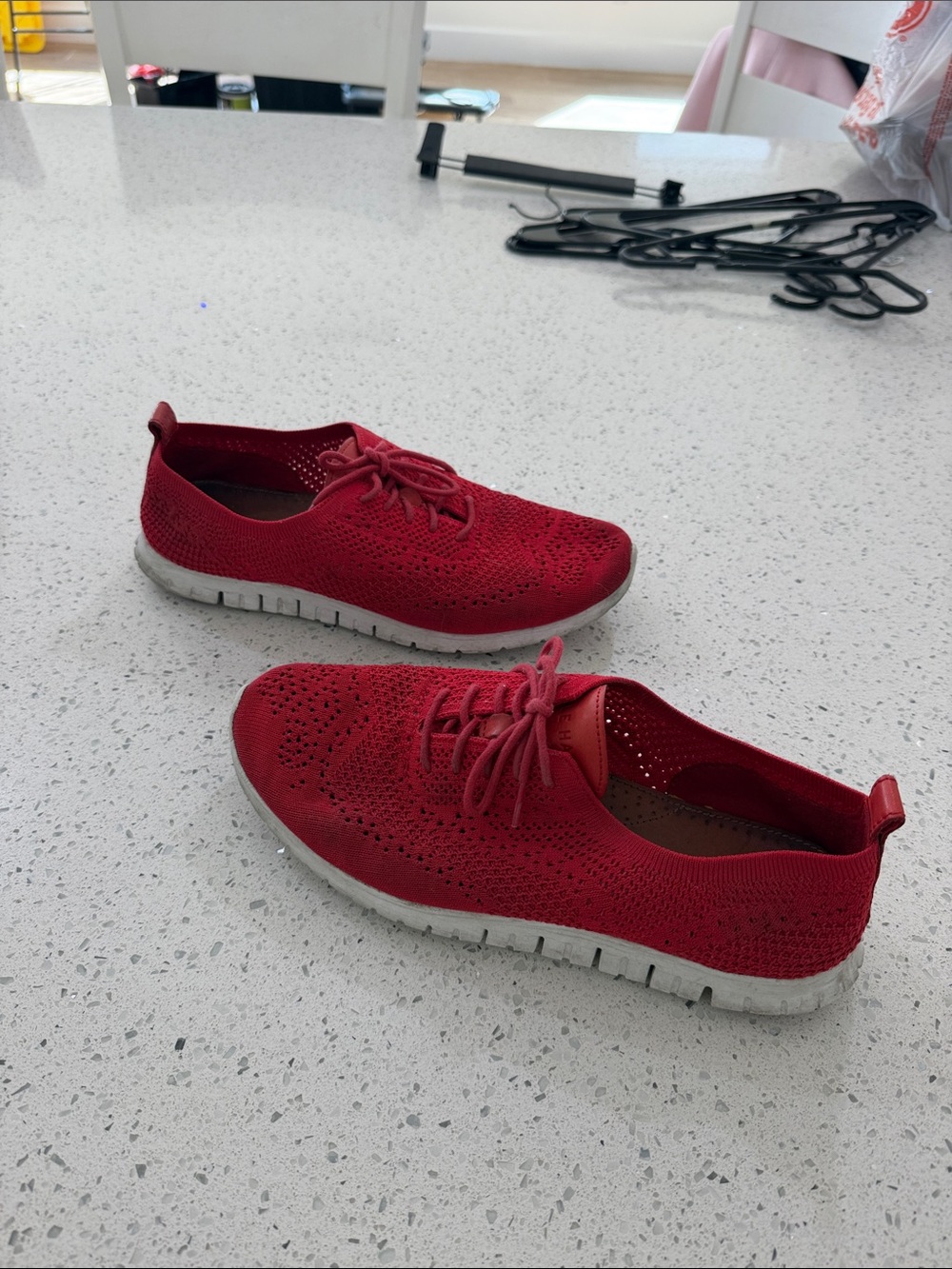 Cole Haan Red Knit Slip-On Sneakers